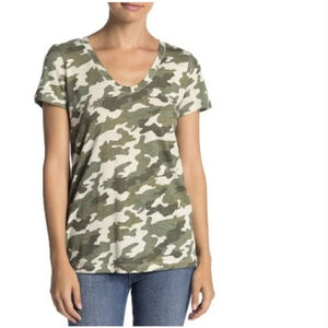NEW Nordstrom Susina Army Green Military Camo Cotton Short Sleeve Tee Shirt Sm